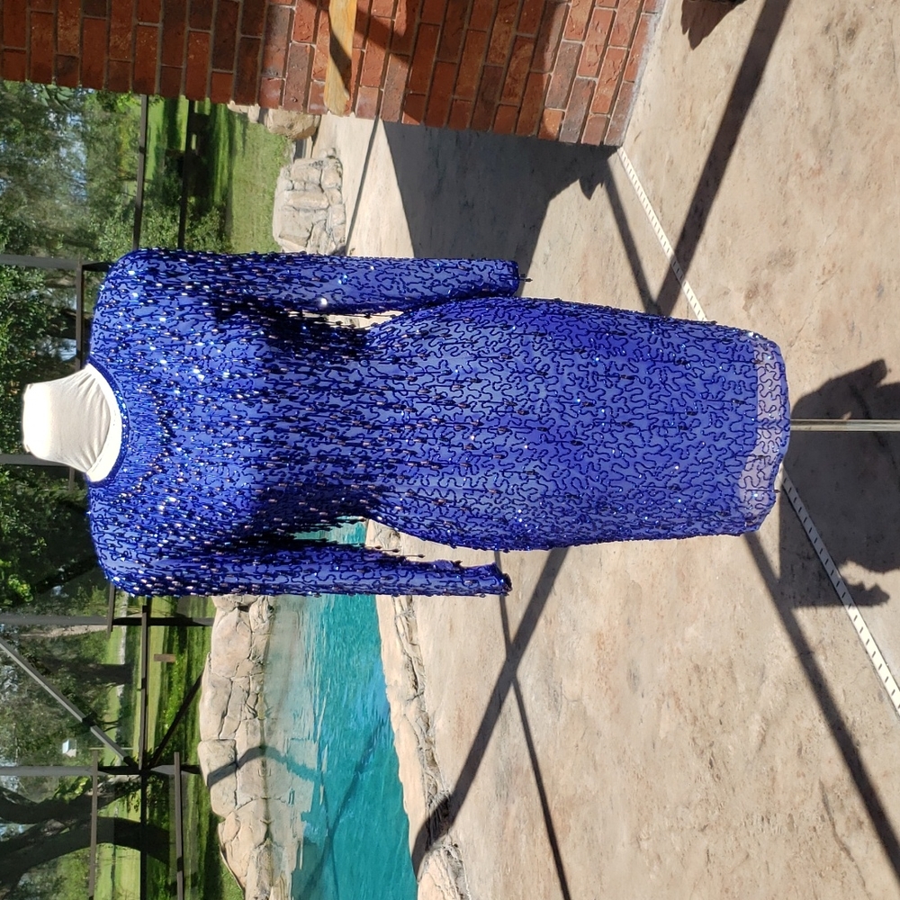 Oleg Cassini Blacktie One-of-a-kind beaded tier drop "everything" dress